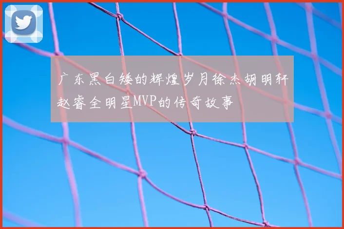 广东黑白矮的辉煌岁月徐杰胡明轩赵睿全明星MVP的传奇故事